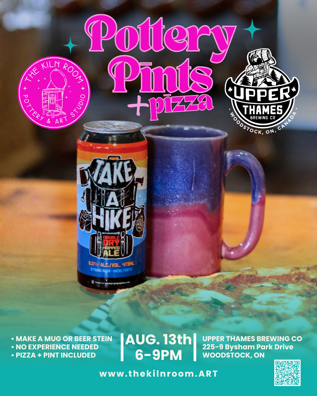 🍺 Pottery, Pints & Pizza at Upper Thames Brewing - August 13th, 6pm-9pm