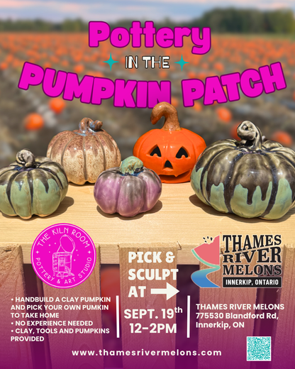🎃 POTTERY IN THE PUMPKIN PATCH! 🎃 Pick & Sculpt | September 19th, 12–2 PM